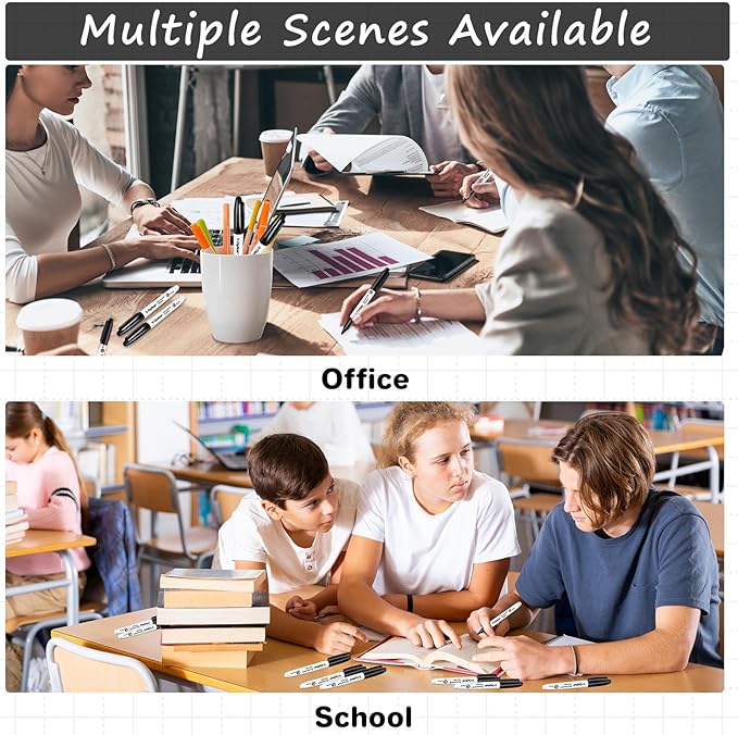 V-Opitos 30 Pack Black Permanent Markers, Bulk Fine Point Waterproof Markers Pens, Durable, Quick-Drying Marker, Ideal Stationery Supplies for Schools, Homes and Offices