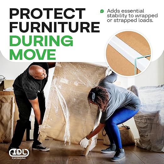 IDL Packaging - CEP-9-M Cardboard Edge Protector 2" x 2" x 9", Pack of 50 – White Kraft Cardboard Corner Protectors for Shipping – V-Board Reinforced Pallet Edge Protector