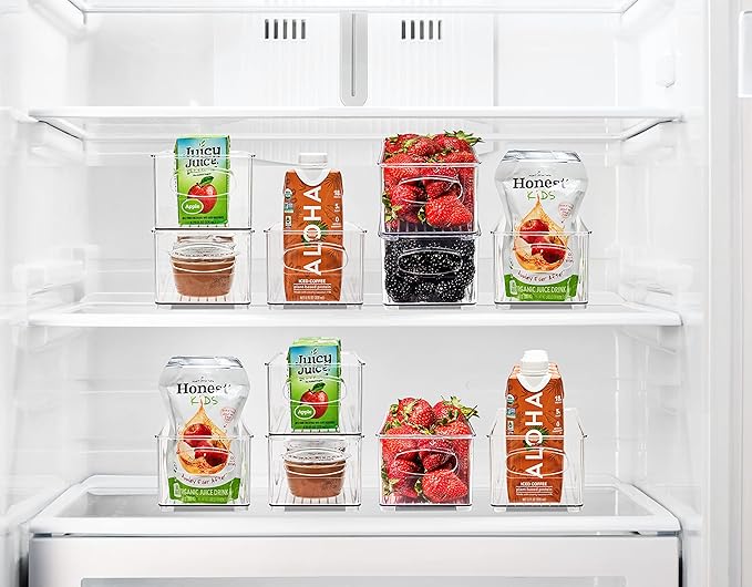 Sorbus Stackable Refrigerator Organizer Bins - Clear Storage Bins for Kitchen Pantry, Freezer & Fridge Organization - Food Organizing Plastic Containers with Handles for Countertops & Drawers (2 Pack)