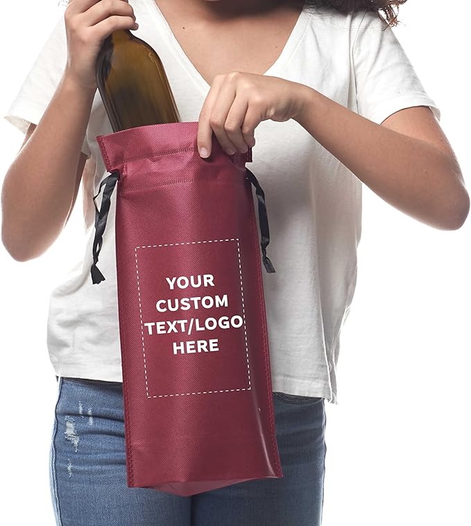 DISCOUNT PROMOS Non-Woven Vineyard Two Bottle Wine Bags