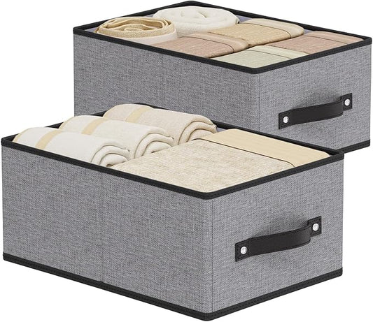 Foldable Storage Boxes, Fabric Storage Baskets with Handles, Cube Organizer Bins for Organizing Shelves, 13 × 9.1 × 5.5 Inch, Gray, 2-Pack