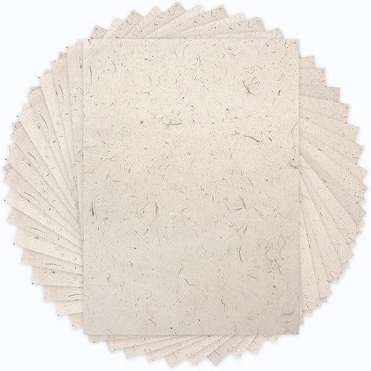Benvo 50 Sheets A4 Natural Mulberry Paper Visible Leaves Fiber Rice Paper Printable Decoupage Tissue Paper Sheets for Writing, Painting, Card Making, DIY Crafts(8.3x11.7in, Semi Transparent Jute)
