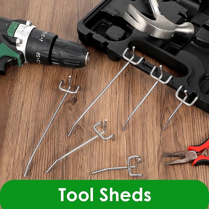 120pcs Pegboard Hooks Peg Board Shelving Hooks Peg Board Hook for Hanging Stainless Steel Hanging Boards Pegs Wall Display Hook Bulk Pegs Boards Tool Hangers for Garage Craft Room Kitchen Store