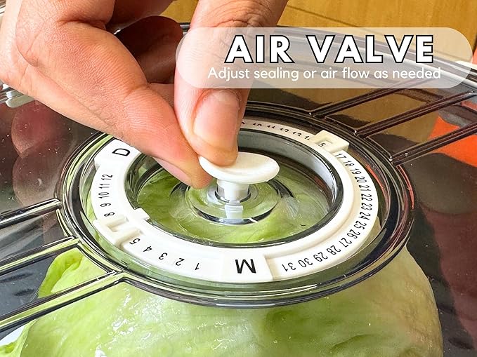 Lettuce Keeper for Refrigerator with Lids Lettuce Crisper 3-Piece Set Date Chronograph Airtight BPA-Free Removable Drain Tray and Air Vents