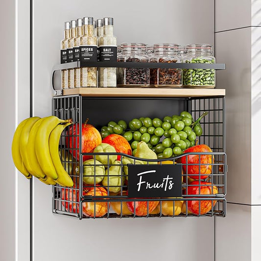 Magnetic Shelf for Fridge,Kitchen Storage Basket for Onion,Potato,Snack,Spice,Fruit and Vegetable Storage,Kitchen Countertop,Pantry Hanging Basket Organizer