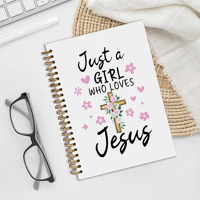 YOU FOUND ME Bible Notebook, A5 Spiral Christian Journal with Floral Pink Butterfly Notebook, Just a girl Who Loves Jesus, Inspirational Notebooks for Women, Bible Study, Gift for Birthday Christmas