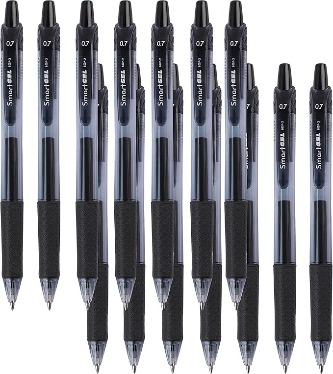 30 Pack Black Gel Pens, Retractable Medium Point Gel Ink Pens Smooth Writing for School Office Home, Comfort Grip(15 Pens with 15 Refills)