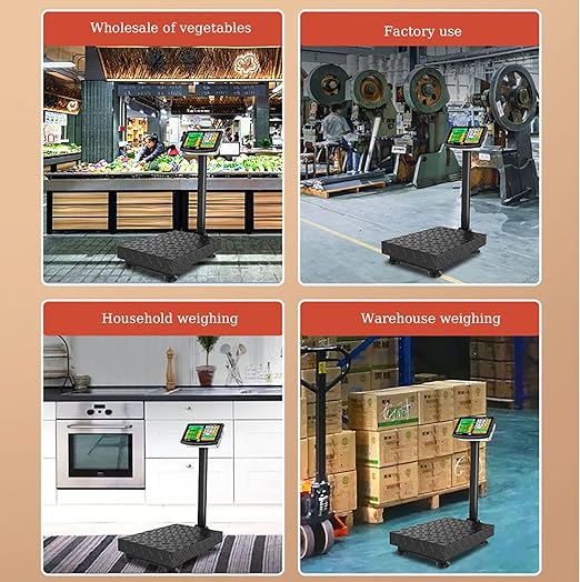 Industrial Platform Scale 660lb Floor Weight Computing Postal Scale Digital Large Scale LB/KG Perfect Foldable for Postal Luggage Shipping Mailing Weighing Double-Sided Display