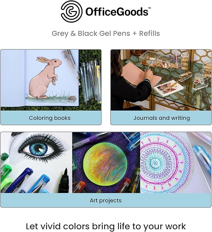 OfficeGoods Yellow Orange Red Gel Pens with Refills – Neon Journaling Art – Medium 0.8-1.0mm Tips – Non-Toxic Gel Pens Set – Quick Dry Smudge-Free 24 Pack Colors