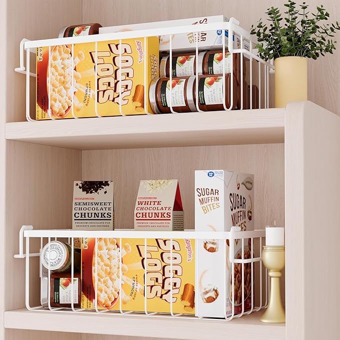 Chest Freezer Organizer Baskets With Tag, Stackable Freezer Organizer Bins for Most 7 Cu.FT Freezer Sort Frozen Meats, White, 4 Pack