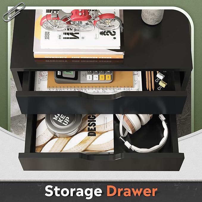 DEVAISE 7-Drawer Chest, Wood File Cabinet with Wheels, Black