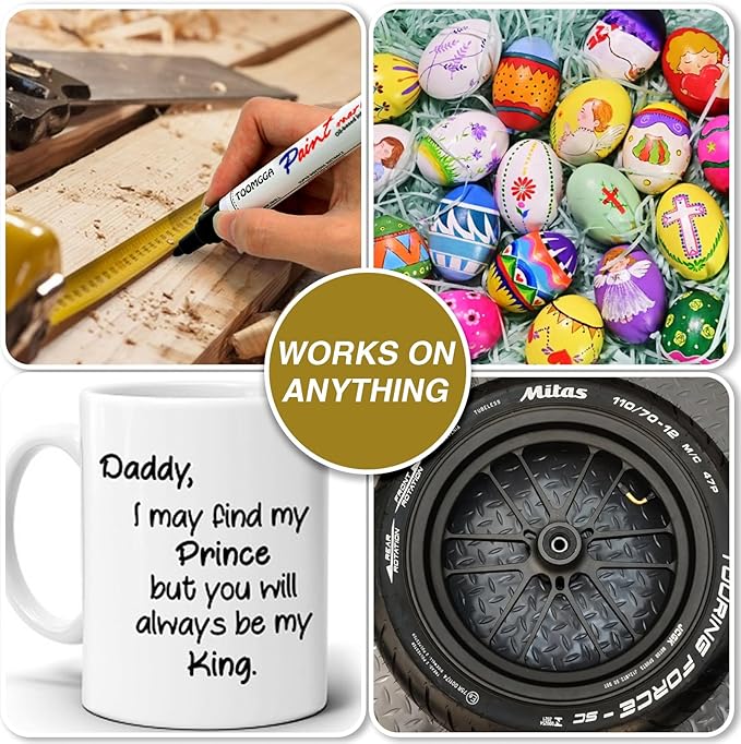 Yellow Permanent Paint Pens Paint Markers - 6 Pack Oil Based Markers, Quick Drying and Waterproof Marker Pen, Car Tire, Metal, Rock Painting, Wood, Ceramic, Plastic, Canvas, Mugs, Medium Tip