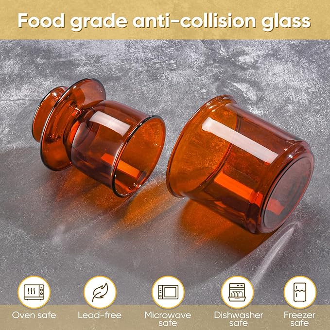 Butter Crock, Elegant Crystal Glass French Butter Dish for Fresh Spreadable Butter, Butter Keeper, Glass Butter Keeper to Leave On Counter,Amber