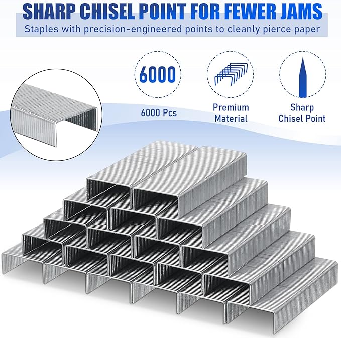 Marspark 10 Pcs Stapler for Desk Office Staplers Bulk with 6000 Staples 25 Sheet Capacity for School Office (White)