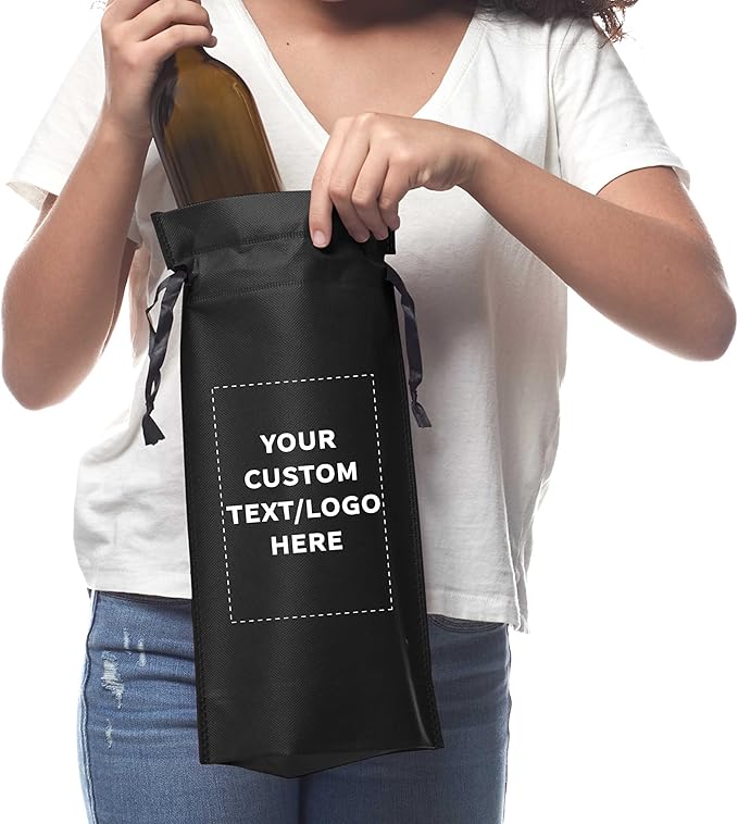 DISCOUNT PROMOS Non-Woven Vineyard Two Bottle Wine Bags