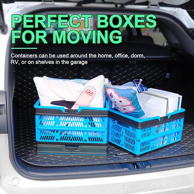 3 Packs 20Liter Collapsible Storage Crates With Handle Collapsible Plastic Shopping Basket,Stackable Multi-function Shelf Baskets Container, Hold up to 20 Lbs