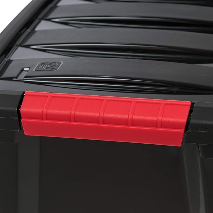 IRIS USA 13 QT Plastic Storage Box with Lid and Latches - 6 Pack - BPA-Free, Garage Organizing Solution, Durable Nestable Stackable Containers, Secure Pull Handle - Black