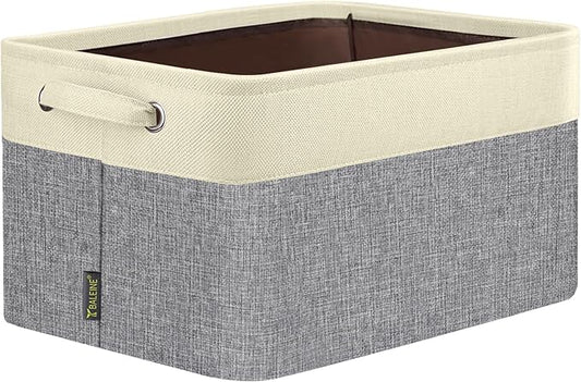 BALEINE 1 Pack Fabric Storage Bins for Shelves, Linen Storage Baskets for Organizing, Decorative Closet Bins for Clothes, Home (Grey, 17''x13''x10.5'')