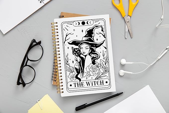 The Witch Tarot Journal Notebook - Witchy Journal Notebook, Witch Gifts, Witch Stuff, Witchy Gifts for Women, Witchy Stuff, Tarot Lover Gifts, Spiral Notebook 5.5x8.3