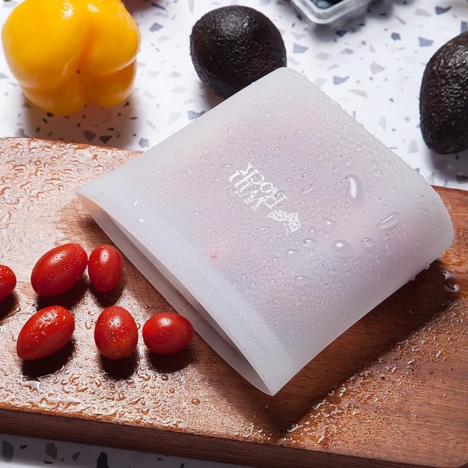 Reusable Silicone Food Storage Bag, for Microwave, Oven, Fridge, Freezer & Sous Vide Zip Sealed Containers (2 Middle size 32oz 1000ml)…