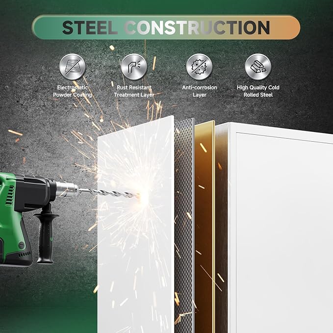 Letaya Metal Storage Cabinet with Lock Door Adjustable Shelf,72" Steel Lockers for Office, Home,School,Kitchen,Garage Tool Utility Cabinet (2 Door-White)