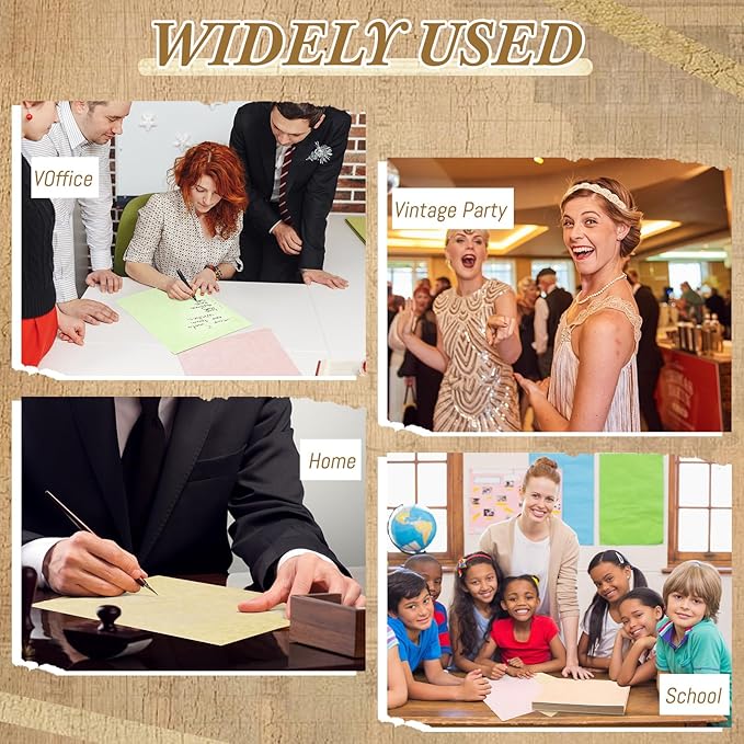 Epakh 200 Sheets Old Age Parchment Paper 8.5 x 11 Inch Standard Letter Vintage Colored Old Parchment Semblance Double Side Printing Paper (Mixed Color)