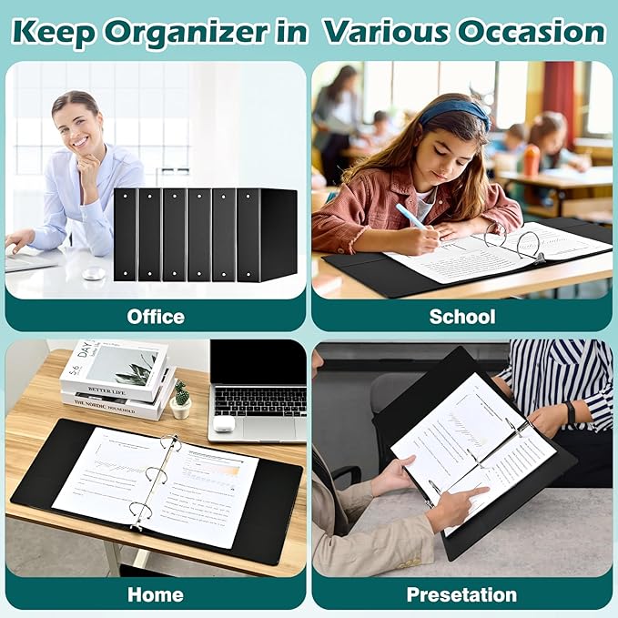 3 Ring Binder 2 Inch 6 Pack,2" Clear View with Round Rings, PVC-Free,Holds for 450 Sheets 8.5X 11 US Letter Size Paper, Durable Black Binders Perfect for Office,School and Home