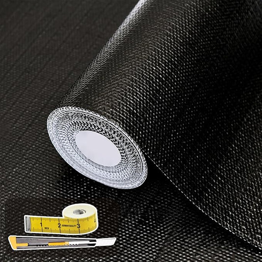 Shelf Liners for Kitchen Cabinets 17in x 30FT Non Adhesive Drawer Liner Gray Quatrefoil Thickened Shelf Liner Paper Strong Non-Slip Easy to Clean for Tool Box Refrigerator with Knife and Tape Measure