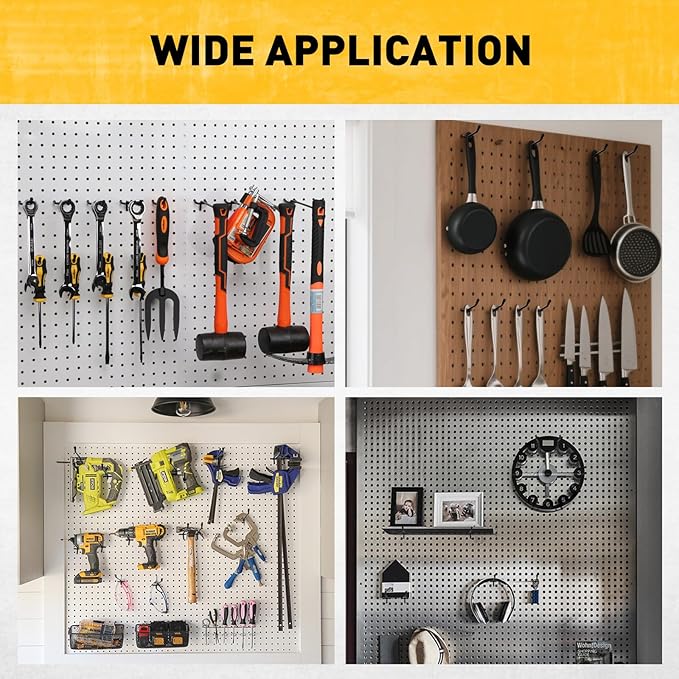 ELEAD 60-Piece 6 Inch Extra Thick Pegboard Hooks, Heavy Duty Peg Board Organizer Accessories, Peg Board Tool Hangers Fit for 1/4" Pegboard Hanging Tools Garage, Workshop, and Craft Storage