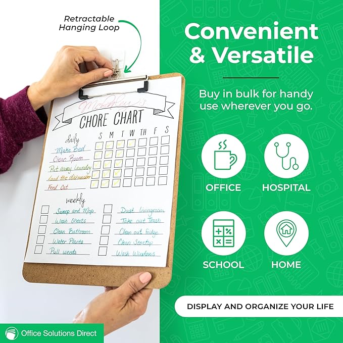 Clipboards (Set of 30) Letter Size Clipboard, Low Profile Clip, Classroom Supplies