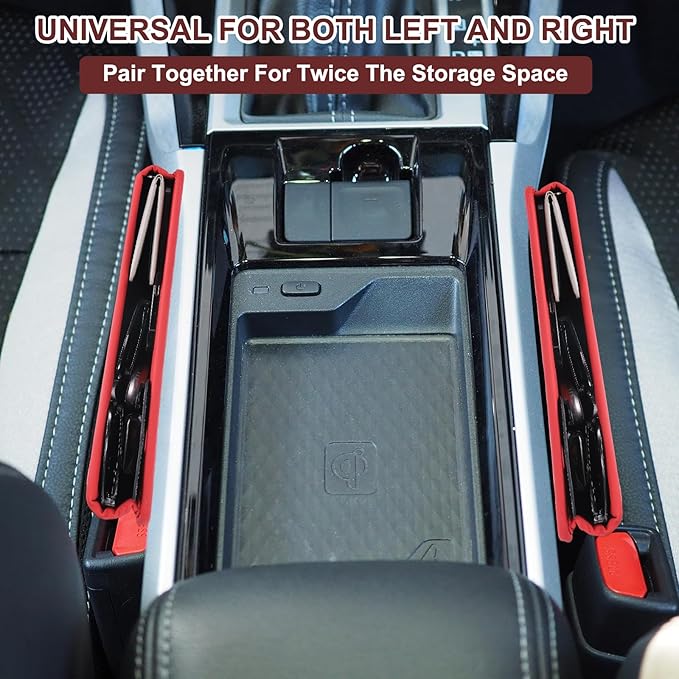 HARFINGTON Car Seat Gap Filler Organizer 11.5 x 8 x 2.1 Inch Leather Universal Car Organizer Storage Box Between Seat and Console for Phone Sunglasses Keys, Orange