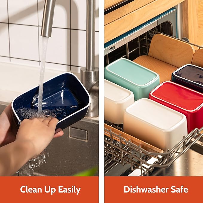 Sweese Large Butter Dish with Lid for Countertop, Airtight Butter Keeper Holds Up to 2 Sticks of Butter, Porcelain Butter Container for Kitchen Decor and Accessories for Kitchen Gift, Navy