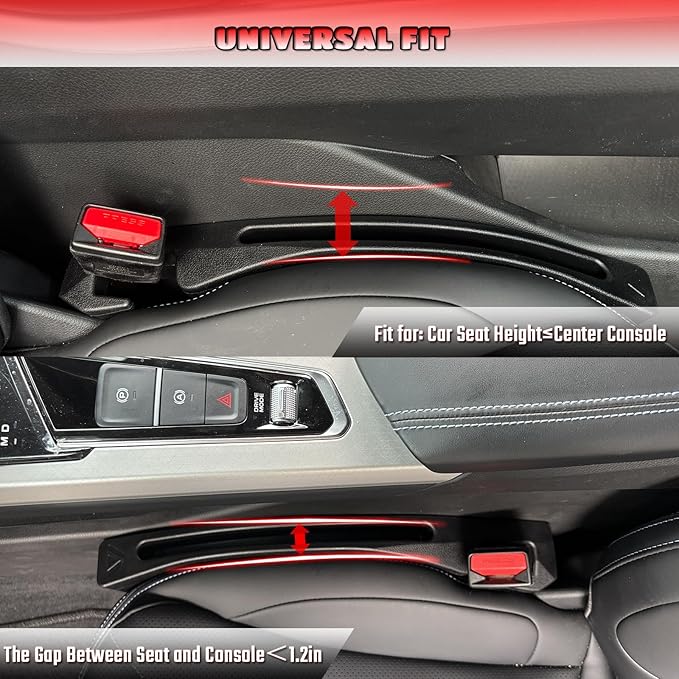 Car Seat Gap Filler Universal Fit Gap Filler Organizer Stop Things from Dropping for Car Trunk SUV, Black, Pack of 2