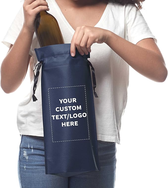 DISCOUNT PROMOS Non-Woven Vineyard Two Bottle Wine Bags