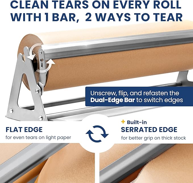 DIY Crew 36 Inch Paper Roll Dispenser and Cutter - Heavy-Duty Wall Mountable, Non Slip Tabletop - Kraft, Freezer, Butcher Paper - Up to 1000ft Rolls