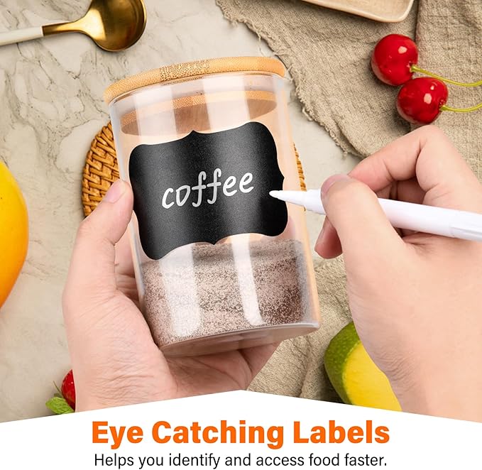 Glass Jars with Bamboo Lids Set of 12,Glass Storage Containers with Airtight Lids Storage Jars Food Storage Containers for Pasta,Flour,Cereal,Sugar,Cookie