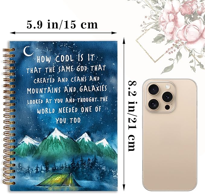 Bible Notebook, A5 Spiral Christian Journal with Floral Pink Butterfly Notebook, Bible Verse-How Cool Is It That the Same God, Inspirational Notebooks for Women, Bible Study, Gift for Birthday Christmas, Office Supplies (Green)