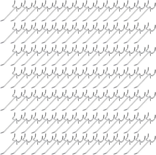 Funrous 100 Pack Peg Board Hooks Stainless Steel Pegboard Hooks Shelving Display Hanging Peg Board Holders for 1/8 and 1/4 Garage Storage Tools Organizer(4 Inch)