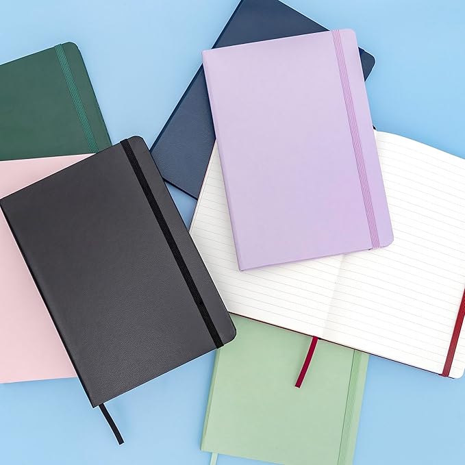 PAPERAGE Lined Journal Notebook, 3 Pack, (Blush), 160 Pages, Medium 5.6 in x 8 in - 100 GSM Thick Paper – Hardcover Journaling Notebook for Work, School & Note Taking