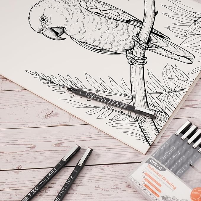 EYEYE Micro Pen Black Drawing Art Pens,0.2/0.25/0.3/0.35/0.45/0.5mm Archival Pens Waterproof Ink Set Artist Supplies Archival Inking Markers Sketch Outline Pen