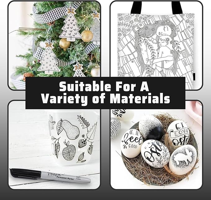 VEESA Permanent Markers Ultra Fine Point, 60 Pack, 0.4mm Black Permanent Markers, Waterproof, Fade-Resistant, Quick Drying, Back to School Supplies