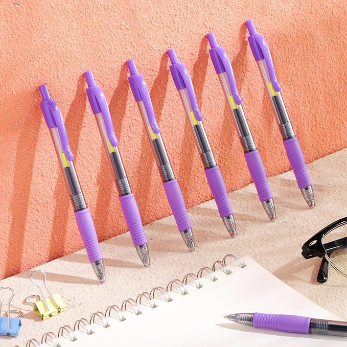 Jetec 500 Pcs Premium Gel Roller Pens Bulk, Fine Point 0.7 mm, Retractable Gel Ink Roller Ball Pens for Writing Journaling Taking Notes Office (Purple)