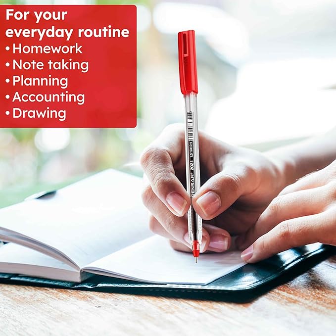 Red Ballpoint Pens,1.0 mm Medium Point, Red Pens, Ergonomic Triangle Grip, 50-Count Pack of Bulk Pens