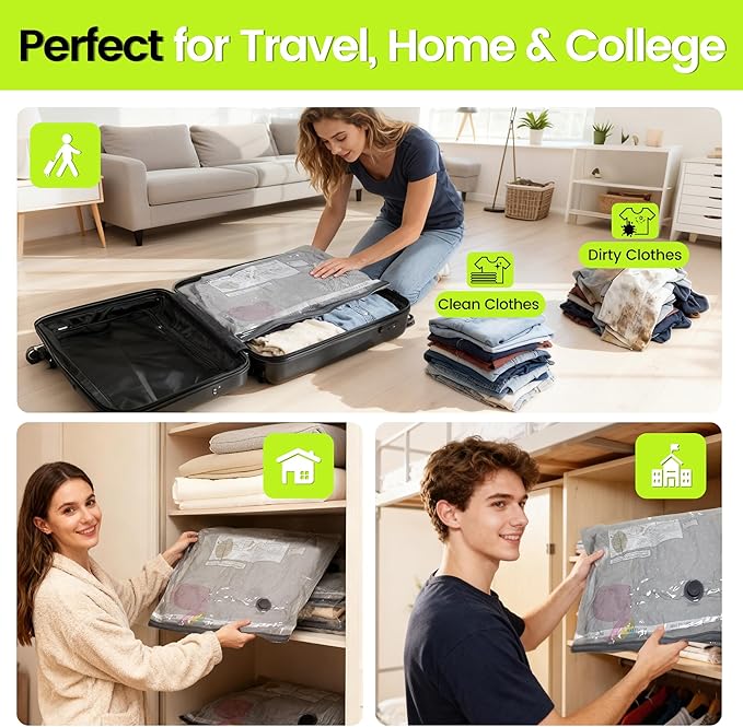 (17PACK) Travel Vacuum Bags with USB Pump-Portable Vacuum Packing Seal for for Travel & Home, Vacuum Compression Packing Seal Bags for Clothes, Bedding & Seasonal Storage