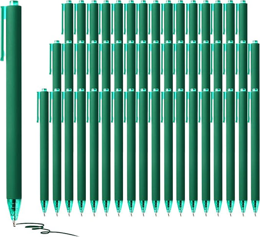 deegtran Pens Bulk, 50 Pack Smooth Green Ink Ballpoint Pen, Wholesale Retractable Pens, No Bleed Aesthetic Click Pen Medium Point, 1.0MM