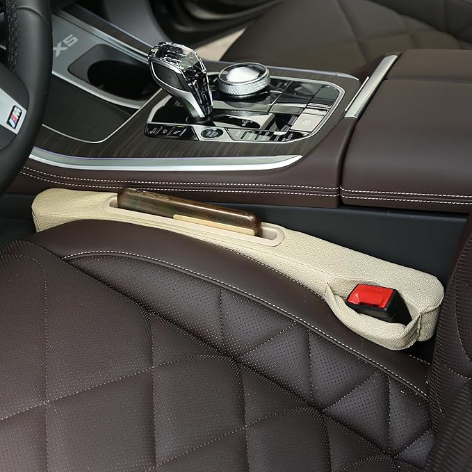 Car Accessories,Car Gap Plug,Car Seat Gap Prevent Small Items from Falling,2 Combinations of Main and Passenger Seats Universal.(Beige)