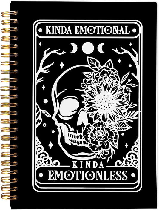 Floral Skull Notebook, Goth Gothic Notebook Journal, Witchy Journal, Goth Office Supplies, Spiral Notebook 5.5x8.3, Kinda Emotion Kinds Emotionless