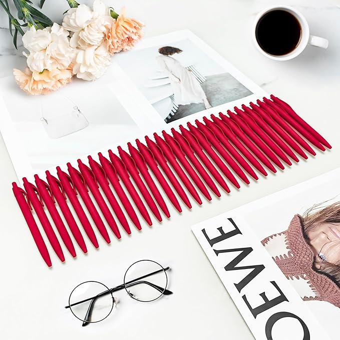 Aozora Pens Bulk 30 Pack Red Click Pens No Bleed Wholesale Retractable Ballpoint Pens Medium Point,Smooth Ink Pens for Journaling School Office Supplies 1.0MM Red Ink