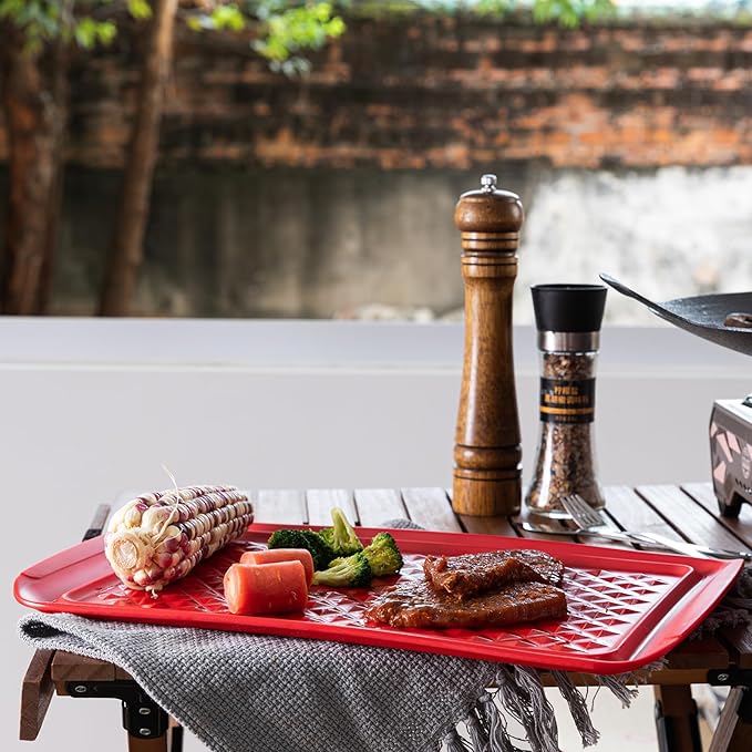 LEHAHA Grilling Prep and Serve Trays, BBQ Serving Platter, Melamine Serving Trays for Food, Set of 2, Great Gift for Father's Day, BBQ Lovers, Prefect for Chrismas Festival and Everyday use.