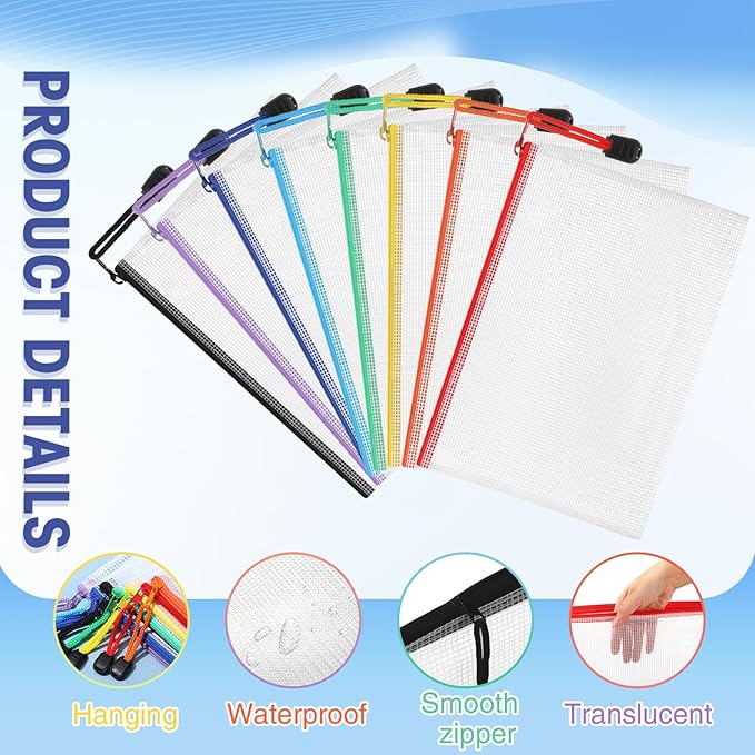 Jetec 32 Pcs Mesh Zipper Bags Toy Storage Bikini Organizer Bag Bolsas Para Guardar Trajes De Baño Waterproof Zipper Reusable Pouch Puzzle Multipurpose for Storage Office(Sweet Color,9 x 7 Inch)